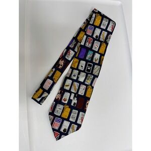Mens‎ Navy Blue Zippo Lighter Silk Jacquard Necktie Tie